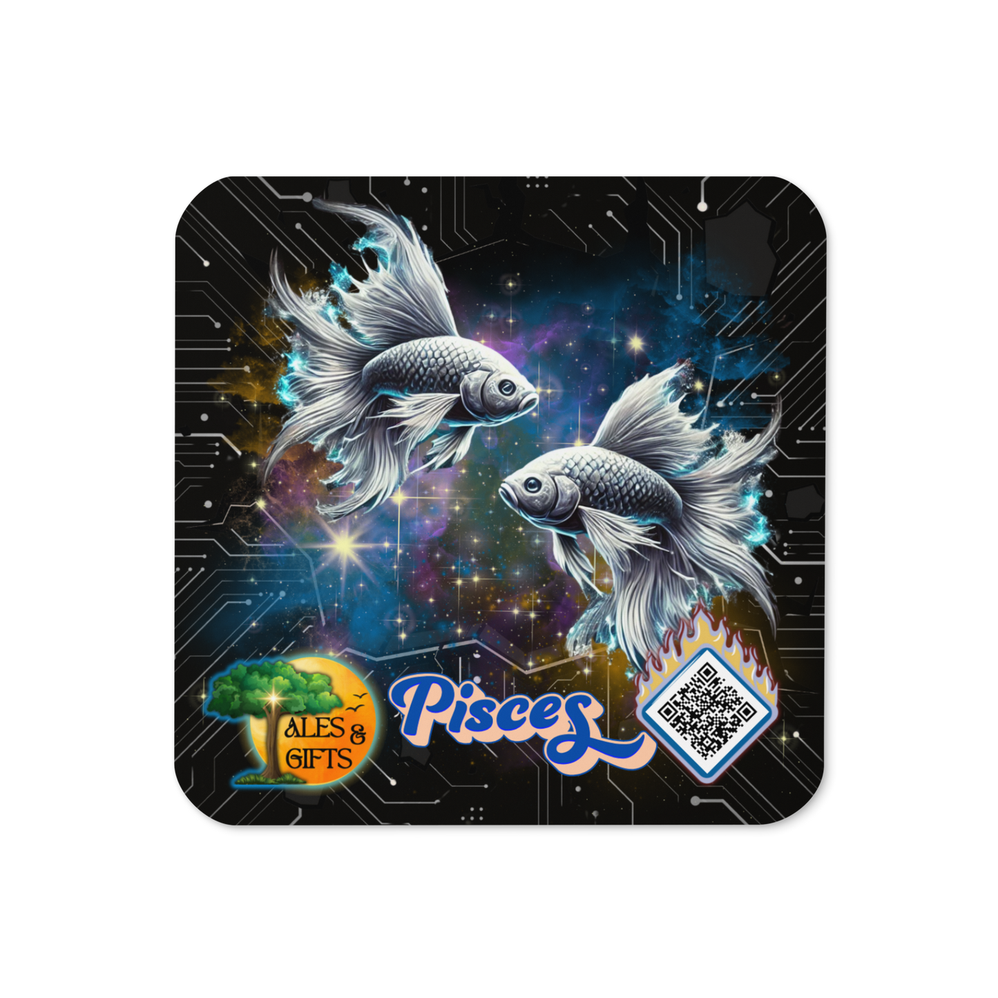 Pisces Cork-back Coaster (4 pieces)