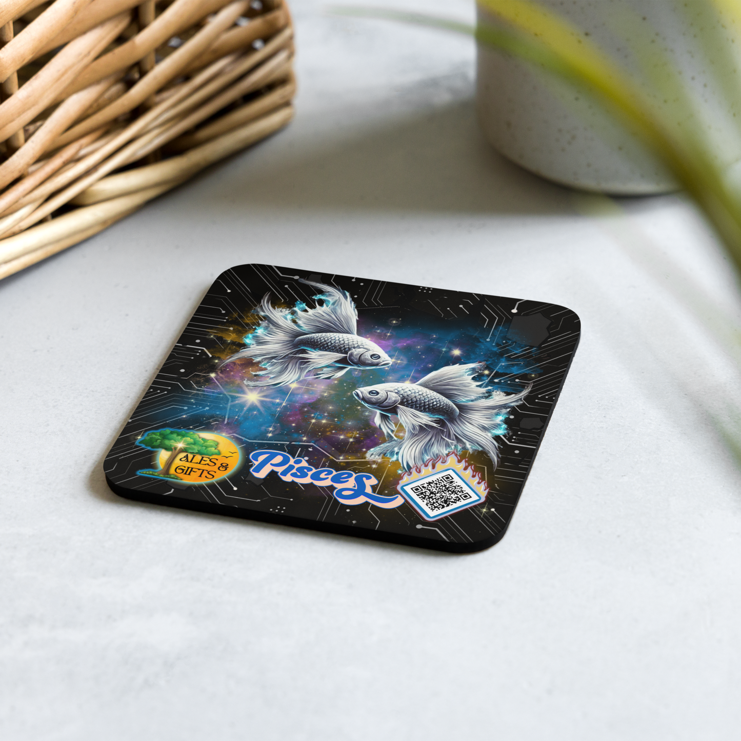 Pisces Cork-back Coaster (4 pieces)
