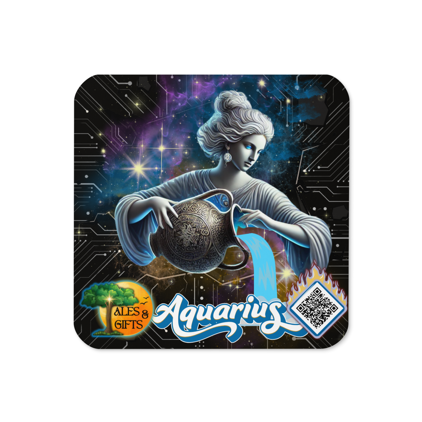 Aquarius Cork-back Coaster (4 pieces)