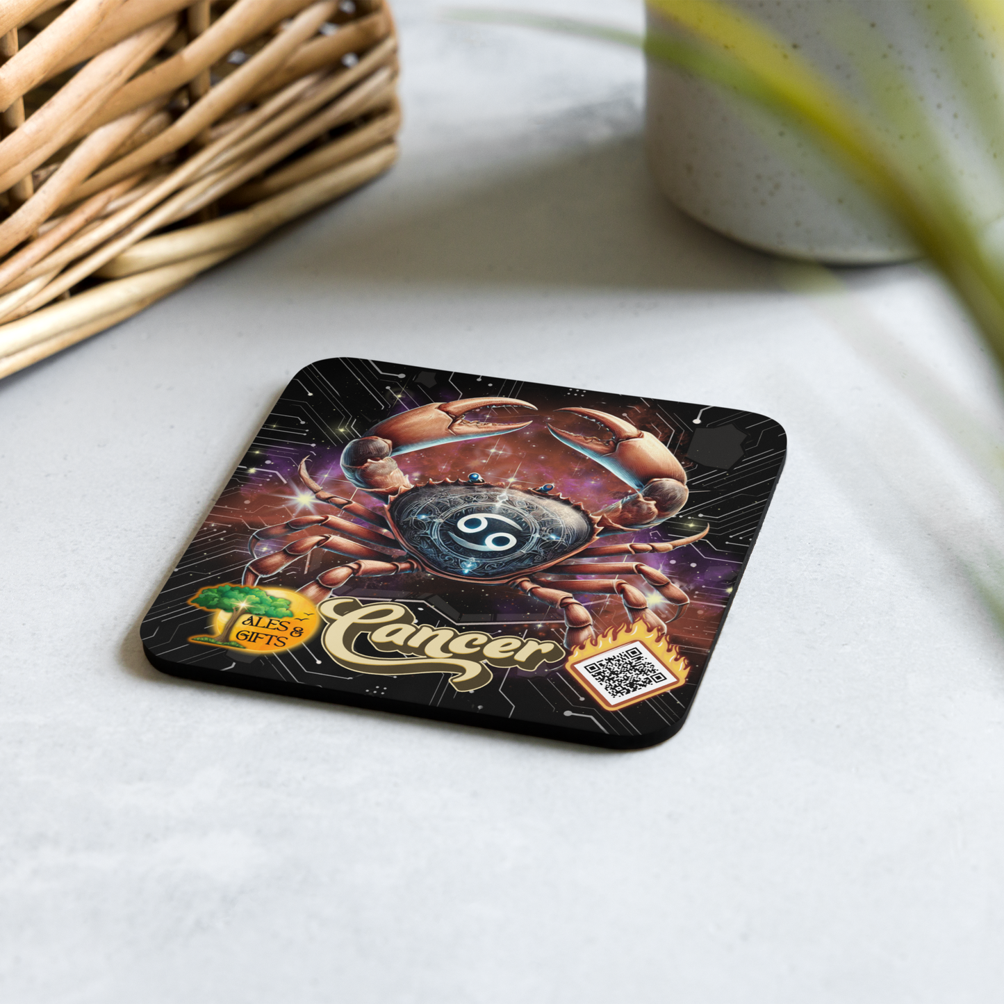 Cancer Cork-back Coaster (4 pieces)