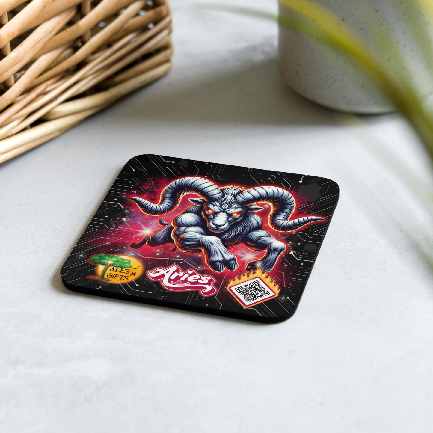 Aries Cork-back Coaster (4 pieces)