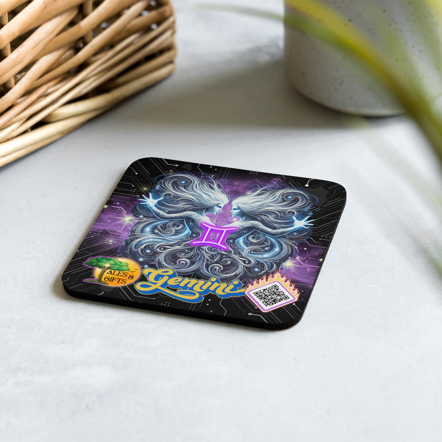 Gemini Cork-back Coaster (4 pieces)